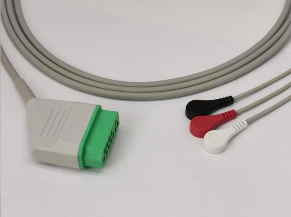 Nihon Kohden 11-pins ECG-adapterkabel 3 snaps snaps